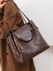 LEMON KOKO Women's Large Tote Bucket Bag, Vintage PU Leather Handbag With Dual Straps, Spacious Work & Travel Purse For Daily Commute_voghion.com