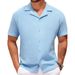 Unbeatable Quality Summer New Men's American Short Sleeved Cuban Collar Button Casual Jacquard Shirt A0302_voghion.com