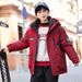 Mother & Kids Warm & Stylish Boys' Long Down Jacket With Hood - Soft Duck Feather Filling, High Waist Design, Winter Coat For Kids (Black, Beige)_voghion.com