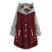 Women's Clothing Autumn And Winter Button Hooded Cat Ear Plush Top Irregular Trendy Brand Color Matching Jacket For Women_voghion.com