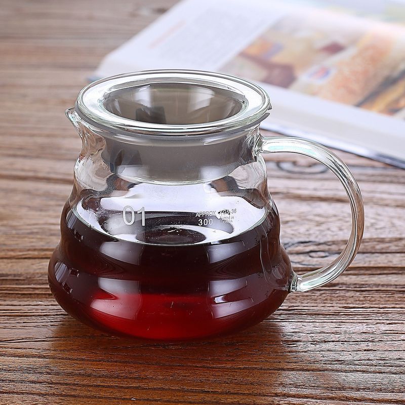 Cloud-Shaped Pour Over Coffee Maker Set - Drip Coffee Brewer With Wood Stand & Glass Carafe (350ml Heat-Resistant Filter Kit For Specialty Brewing)​​_voghion.com