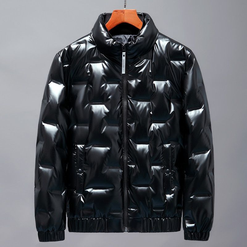 ​​Men's Slim Fit Short Puffer Jacket With Shiny Finish - Lightweight Winter Coat, Stand Collar, Stylish & Warm For Casual Wear​​_voghion.com