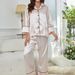 Simulation Seidenpyjamas Damen Herbst und Winter Langarm-Pyjamahose Homewear-Set kann draußen getragen werden_voghion.com