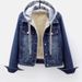 Dametøj Denimjakke til kvinder vinter ny stil plus fløjl fortykket løs koreansk stil hætte bomuldsjakke varme toppe til kvinder_voghion.com
