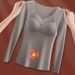 Thermal Underwear For Women With Built-in Bra - Fleece Lined, Seamless, V-Neck, Slim Fit, Long Sleeve Winter Base Layer_voghion.com