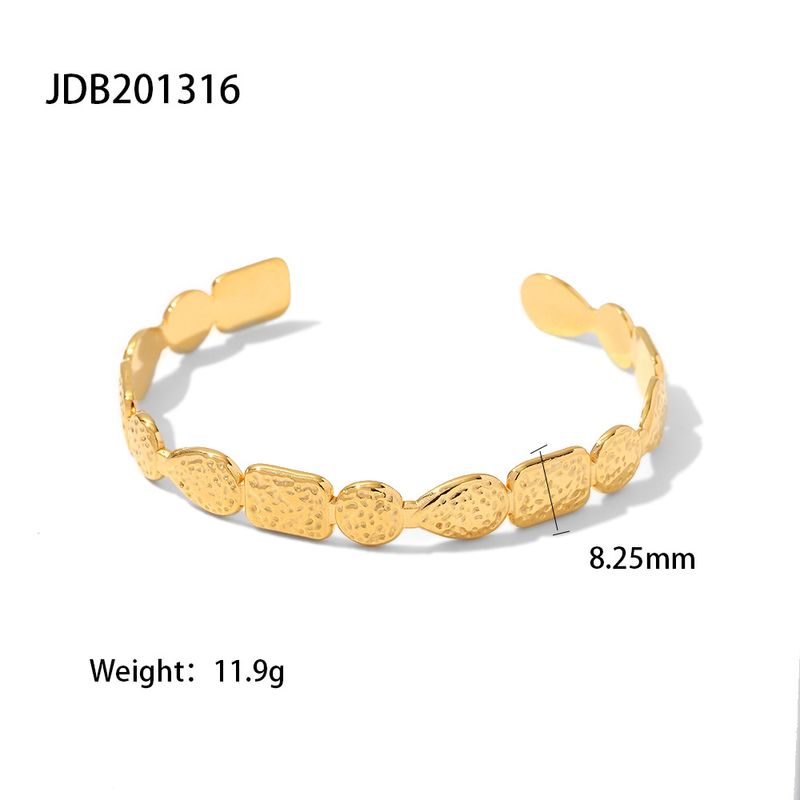 Bracciale in acciaio al titanio con motivo a vulcano aperto, forma irregolare, placcato oro, versatile, alla moda, per donna_voghion.com