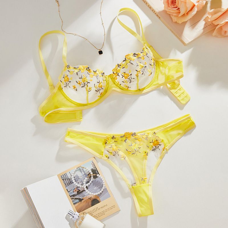 Women's Intimates Mesh See Through Sweet Sexy Ultra Thin Underwear Pure Desire Thong Bra_voghion.com