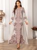 Verve 2406 Kaftan mit Rundhalsausschnitt, hochdichter, mit Strasssteinen besetzter, bedruckter muslimischer Damenrobe, elegantes Kleid_voghion.com