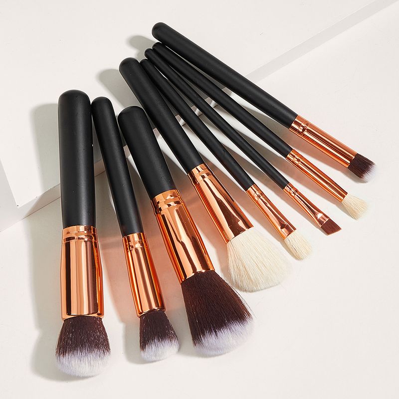 Ensemble de 8 pinceaux de maquillage, marron et or, pour ombre à paupières, poudre libre, avec logo, outils de beauté_voghion.com