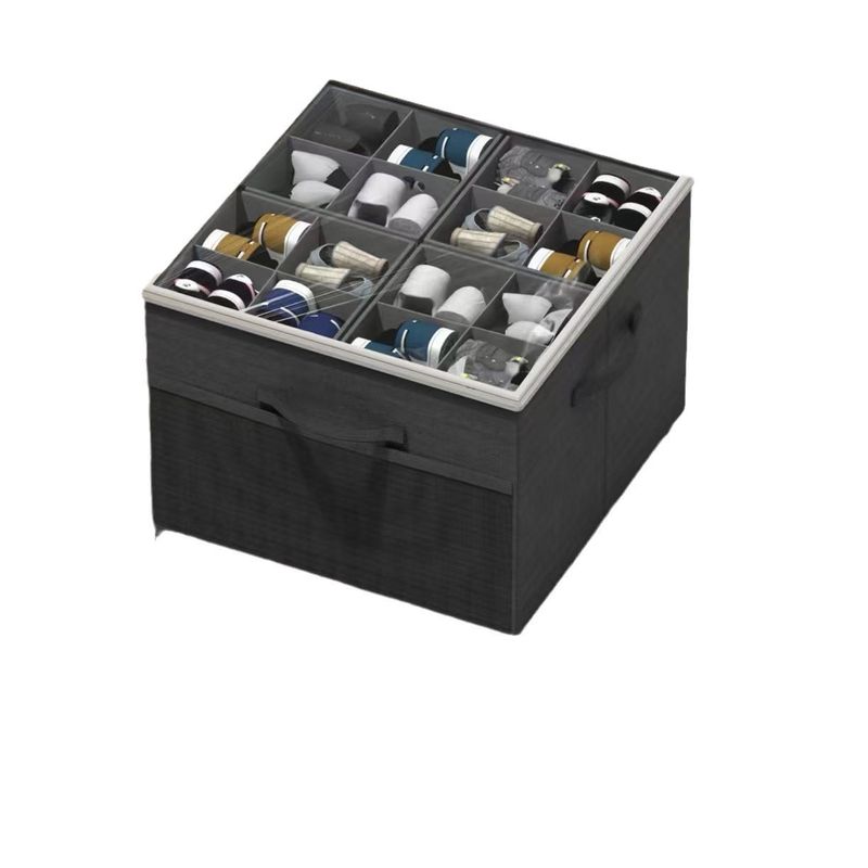 Foldable Fabric Storage Box With Lid - Multi-Compartment Organizer For Shoes & Clothes Space-Saving Collapsible Design​_voghion.com