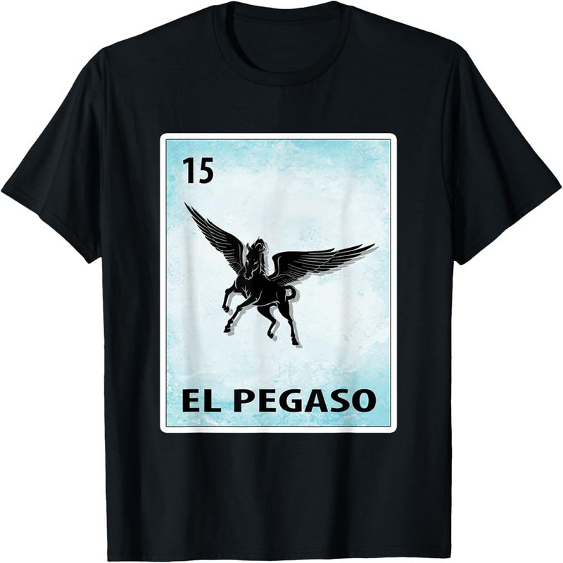 El Pegaso Meksikos Pegaso kortelių marškinėliai._voghion.com