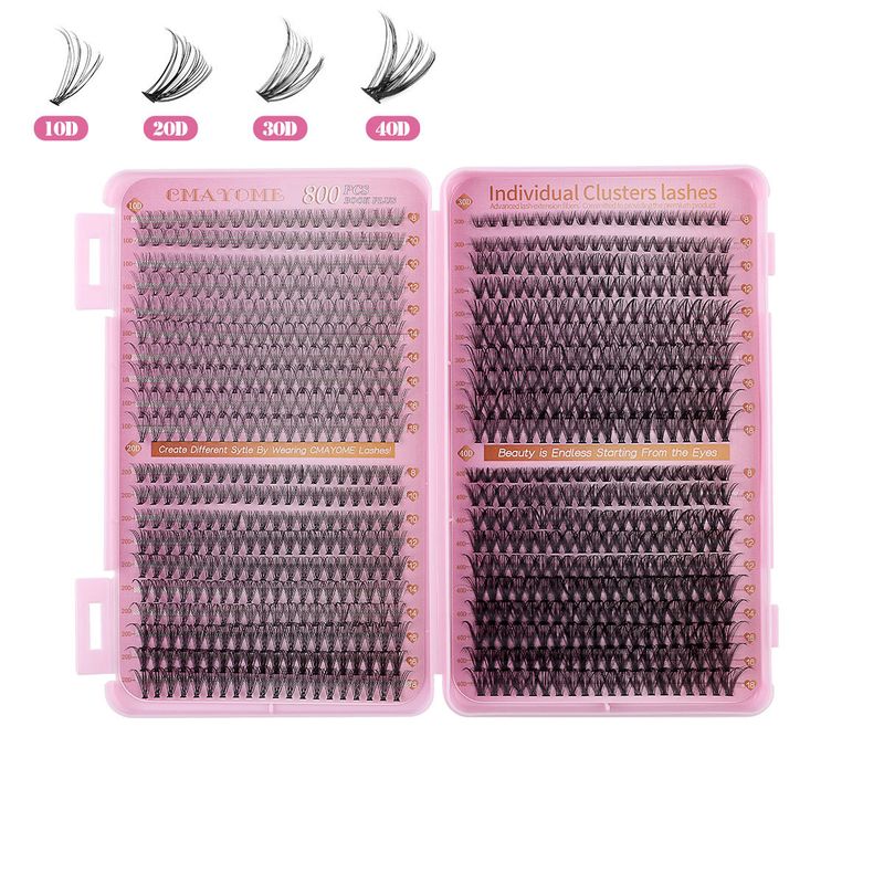 False Eyelashes Segmented DIY Single Cluster Thick False Eyelashes Book 800 Clusters 8 18mmD Curly Natural Hot Melt Stem False Eyelashes_voghion.com