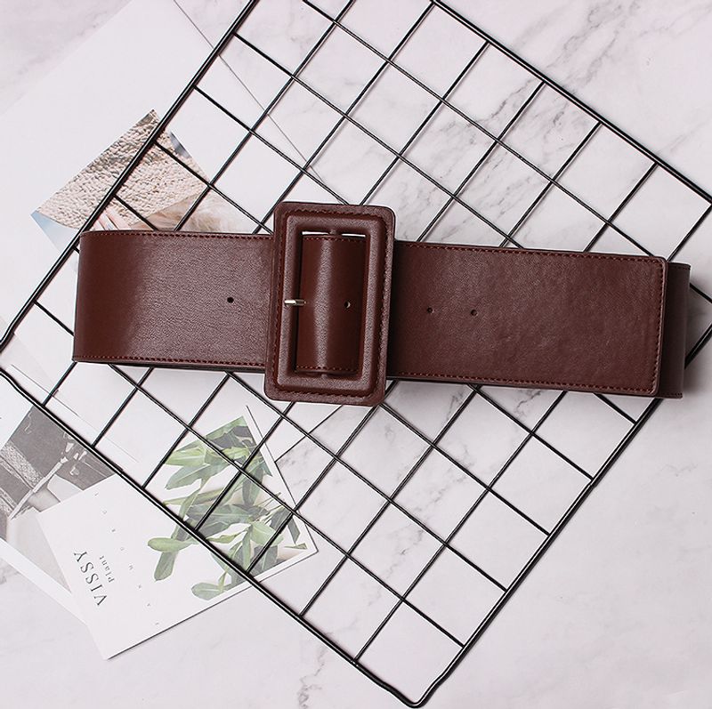 Fashion square buckle women's black belt women's trendy simple and versatile Korean leather belt women's decorative casual pants belt women_voghion.com
