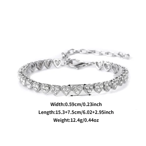 Women's Adjustable Lobster Claw Anklet With Heart-Shaped Crystals, Elegant & Dainty Jewelry For Everyday Wear, Gift-Ready Packaging_voghion.com