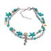 Böhmisches Fußkettchen im türkisfarbenen Ethno-Stil mit Ozeantier-Perlen für Frauen_voghion.com