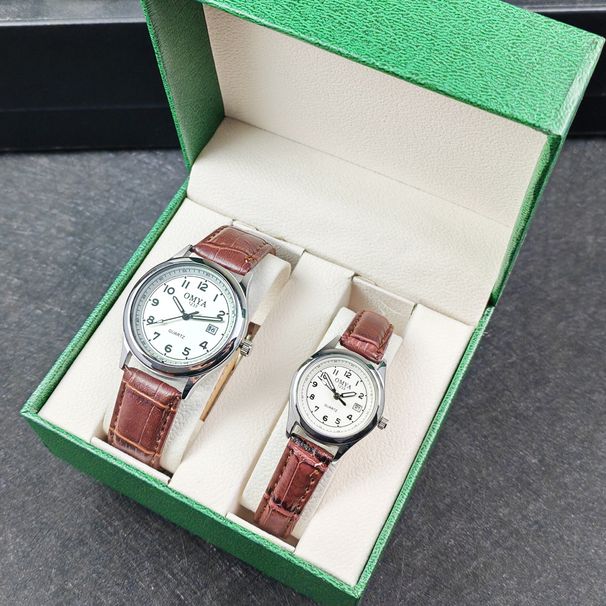 Mode Paar Uhr Box Set wasserdicht Kalender Gürtel Quarzuhr_voghion.com