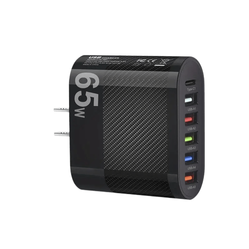Universal 65W 6 Ports Schnelllade-PD-Wandladegeräte Schnellladung, Multi-Port-USB-C-Reiseadapter für_voghion.com