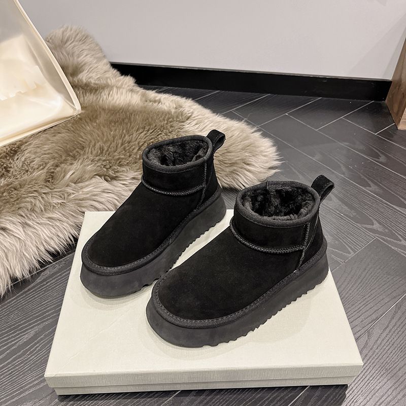 Stivali da neve in vera pelle corti corti a botte 1116109 Zhou Dongyu Star Scarpe da donna impermeabili e anti-incrostazioni Mini stivali corti_voghion.com