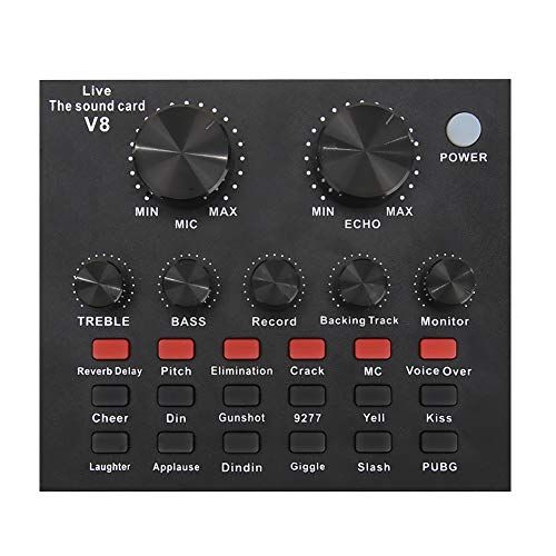 V8 Bluetooth Studio Lydkort Lyd Ekstern USB Headset Mikrofon Live Broadcast Lydkort Mikser for Mobiltelefon Datamaskin PC_voghion.com