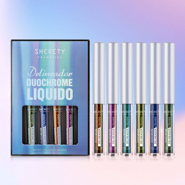 SHCOETY 6-Piece Optical Color-Changing Liquid Eyeliner Set - Light-Changing Iridescent Stage Makeup, Easy-Apply Quick-Dry Long-Lasting_voghion.com