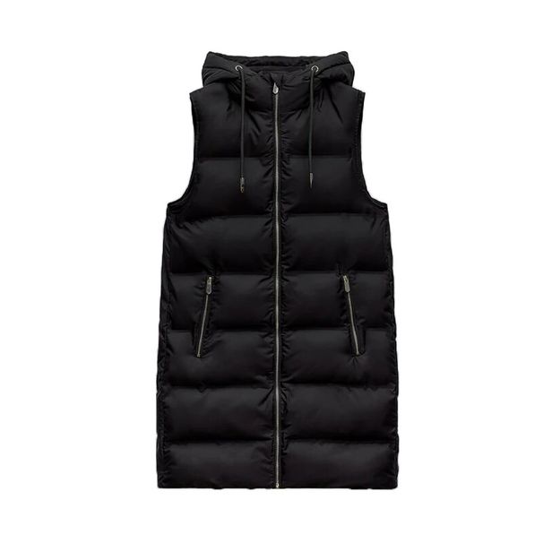 Dames waterafstotend windbescherming puffervest herfst winter hoge kraag mouwloos puffervest met capuchon warme bovenkleding_voghion.com