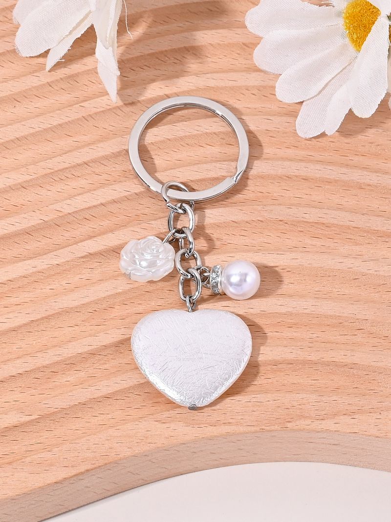 Portachiavi con ciondolo a forma di cuore e rosa, per borsa semplice, con cerniera, per telefono, decorazione fai da te_voghion.com