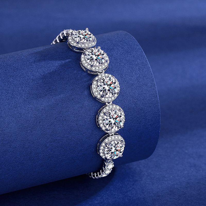 Runder Zirkon für Damen, Nischendesign im Ins-Stil, leichter Luxusschmuck, neues Moissanit-Armband_voghion.com