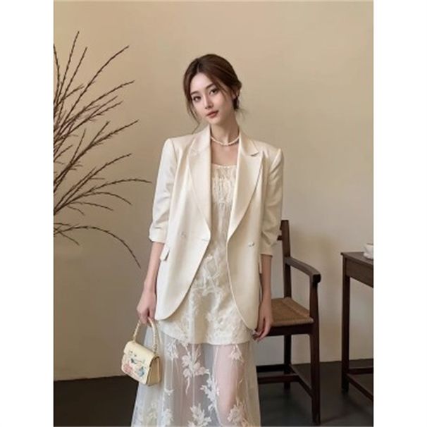 Französisches High-End-Socialite-Blazer-Camisole-Weißes Kleid im kleinen Stil für Frauen im Frühling, reifes zweiteiliges Set_voghion.com