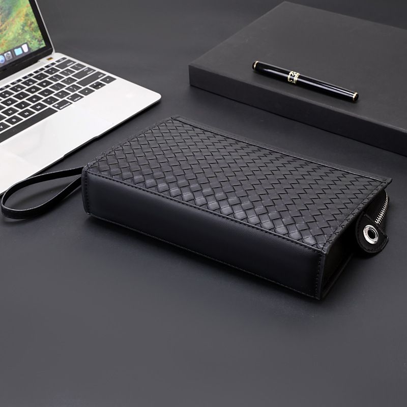Gewebte Textur Handtasche Herren Geldbörse Große Kapazität Business Casual Clutch Umschlag Dokumententasche_voghion.com