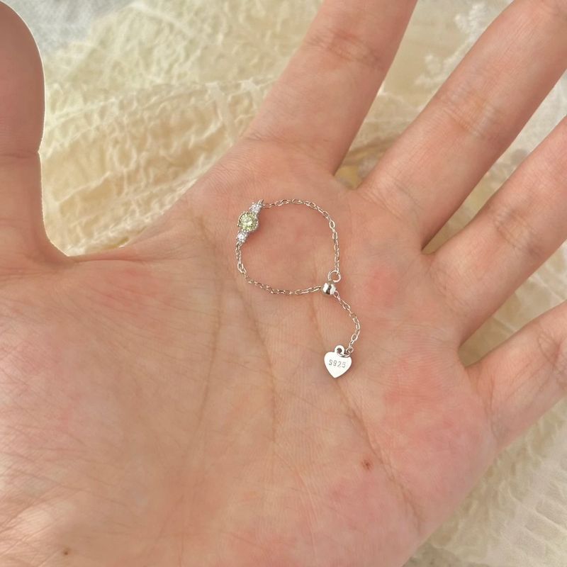 Neuer silberner funkelnder Diamant-Kettenziehring für Frauen, verstellbar, einfach, vielseitig, leichter Luxus, Nische, High-End,_voghion.com