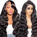 13x6 HD Lace Front Wigs Human Hair, Body Wave Human Hair Wig For Black Women, Glueless Wig Human Hair Pre Plucked With Baby Hair, Black Brazilian Real_voghion.com