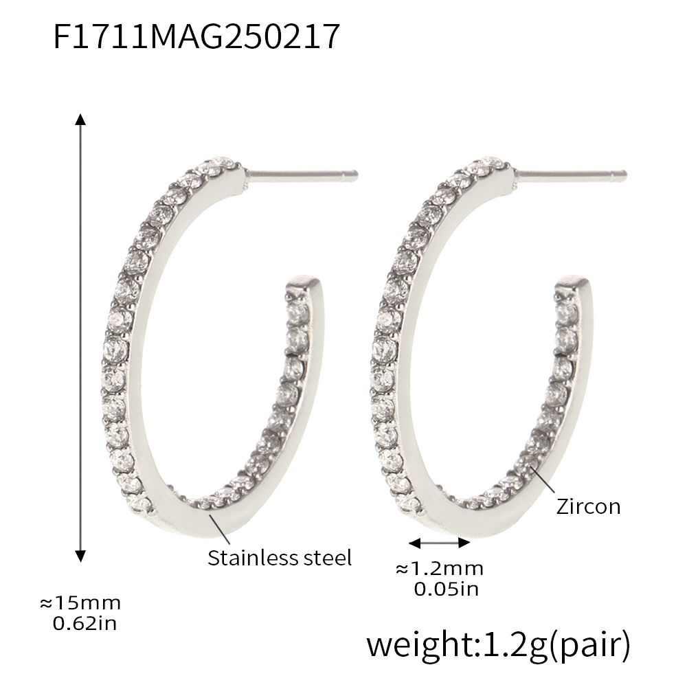 Orecchini da donna in acciaio al titanio con zirconi intarsiati, alla moda, leggeri e di lusso, con temperamento di personalità_voghion.com