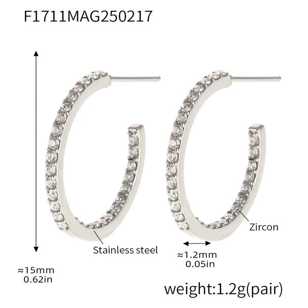 Orecchini da donna in acciaio al titanio con zirconi intarsiati, alla moda, leggeri e di lusso, con temperamento di personalità_voghion.com