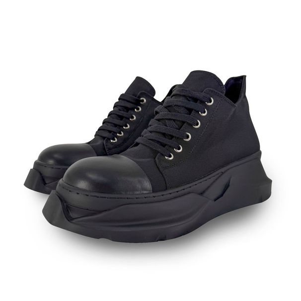 Zees Zees 2025 Dark Owens Style Black Platform Double Layer Low Top Canvas Height Increasing Casual Versatile Men's Shoes_voghion.com