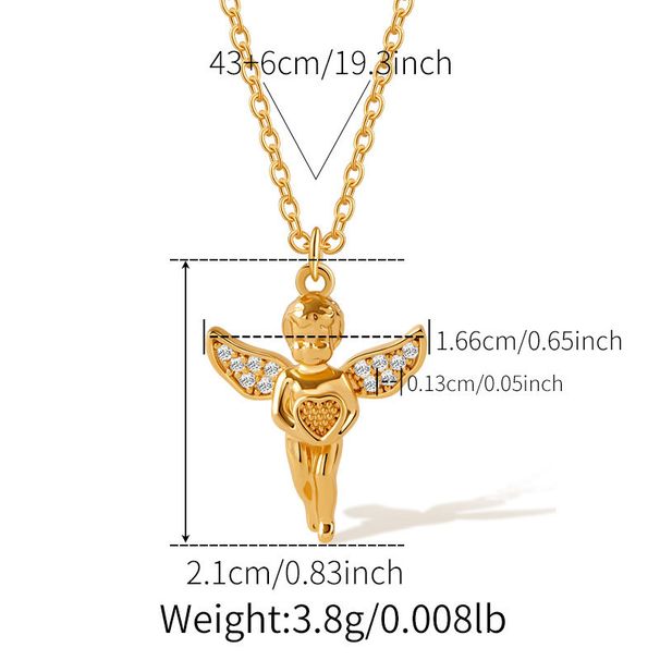 Catena per clavicola leggera in stile lussuoso con zirconi a forma di ventaglio in vero oro K placcata in rame, può essere impilata e indossata con una collana alla moda con design a conchiglia._voghion.com