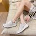 Xiaoxiangfeng white shoes women's 2023 spring new European goods heavy industry full of rhinestones single shoes high-end gray daddy sneakers_voghion.com