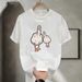 Herrenbekleidung Sommer New Hong Kong Style Ins Nischentrend Duck Print Schwere Baumwolle Kurzarm T-Shirt Herren Lose Rundhals Top_voghion.com