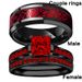 Ready Stock Punk Red Square Zircon Couples Wedding Rings Matching For Women Man Ring Set Wholesale Accessories Bulk Stainless Steel_voghion.com