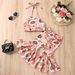 Kids' Clothing Girls Summer Halter Print Top Flared Pants Set_voghion.com