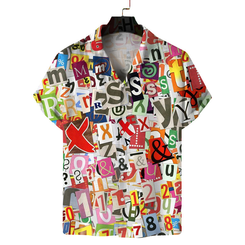 Männer 3D-gedréckt dënn Casual Beach Kuerzärmlech Hawaiian Hemd_voghion.com