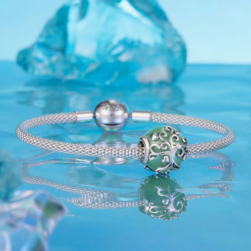 Tree Of Life Aventurine Charm Sterling Silver Charm, BSC1148_voghion.com