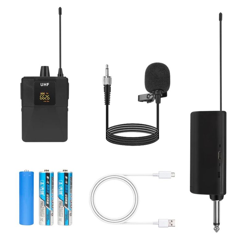 Sistema de micrófono Lavalier inalámbrico UHF de 30 canales con 1 receptor, rango dinámico de mano de 164 pies para Karaoke, discurso PA_voghion.com