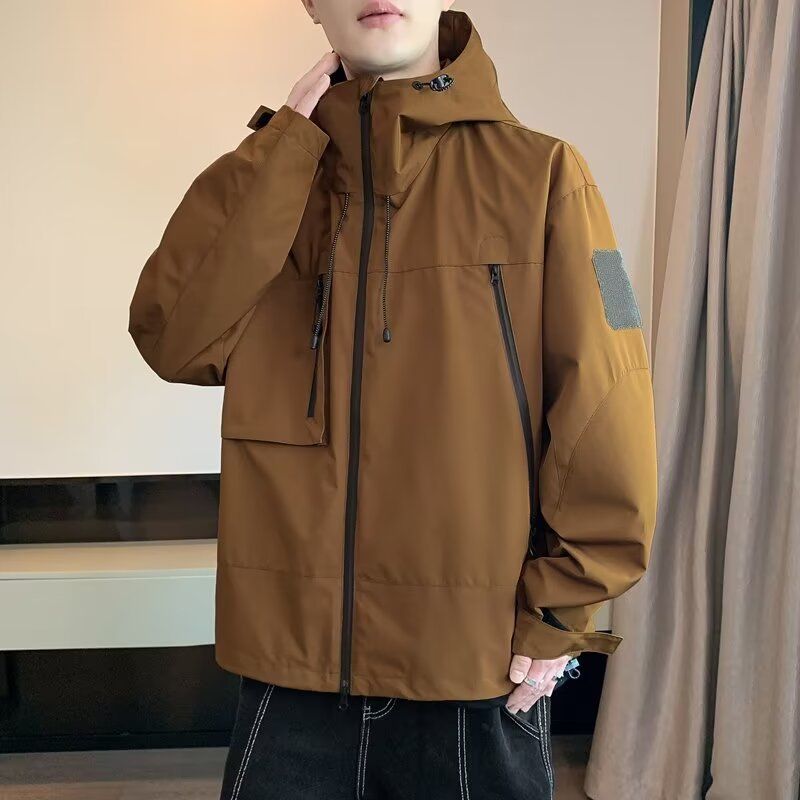 Neue lockere Frühlings- und Herbstjacke für Herren im lässigen, lockeren und hochwertigen Stil, Arbeitsjacke mit Kapuze_voghion.com