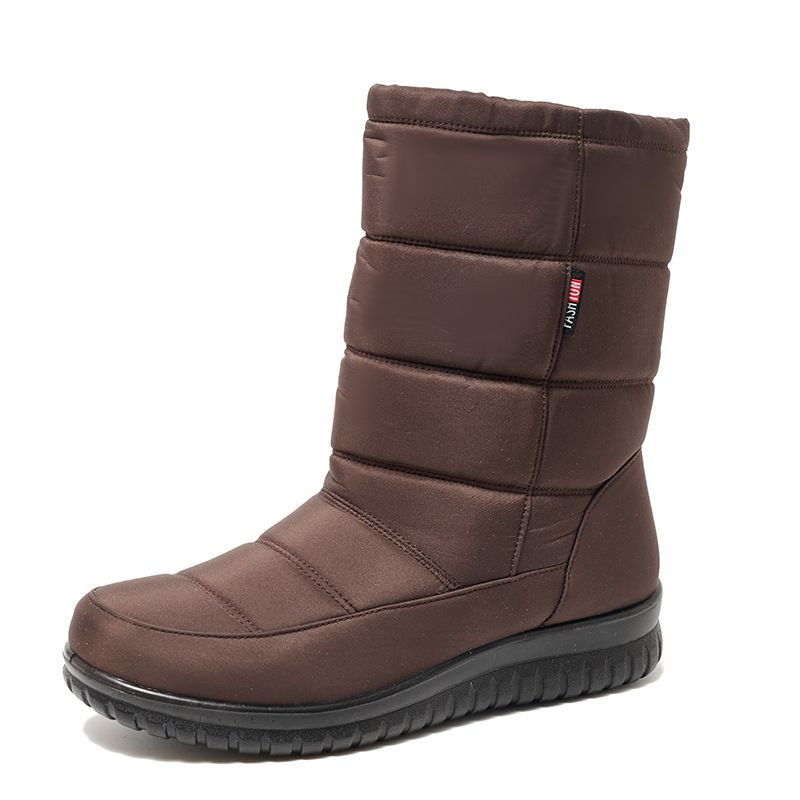 Skischuhe Winter Neue Schneestiefel Damen Plus Samt Warm Große Damenschuhe High Top Spritzwassergeschützt Slip On Baumwollschuhe_voghion.com