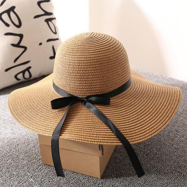 Holiday Hat Seaside large brim straw hat, summer beach hat small fresh foldable sun hat sun hat_voghion.com