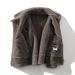Men's Fleece-Lined Faux Shearling Jacket - Slim Fit Windproof Bomber With Notched Lapel (Taupe, Sizes M-5XL)_voghion.com