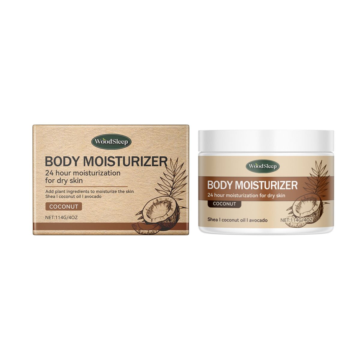 Crème hydratante au beurre corporel au goût de noix de coco, crème hydratante douce et lisse pour la peau du corps_voghion.com