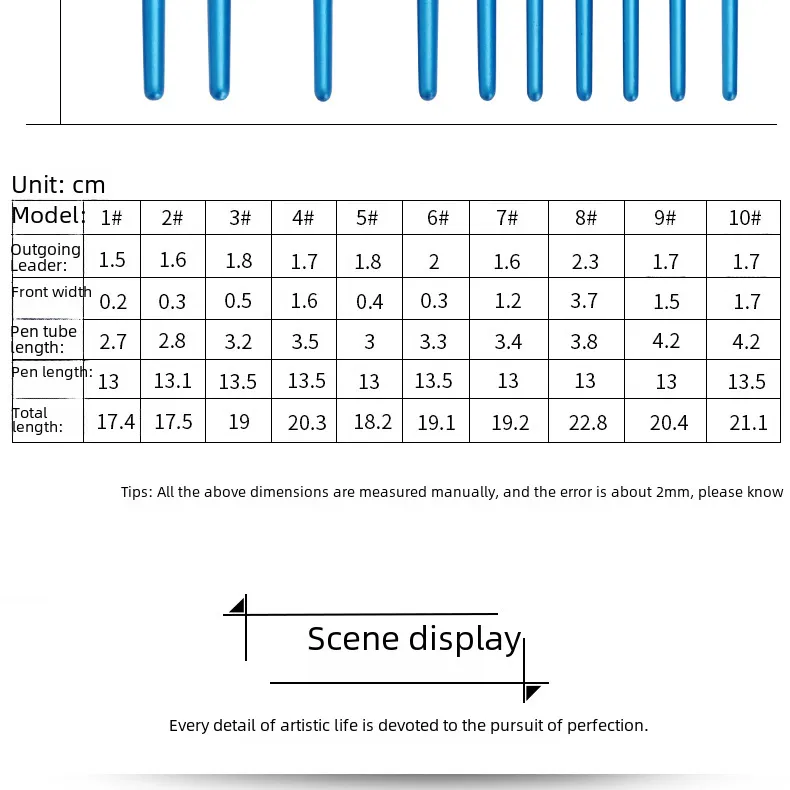 Rūpnīcas, vairumtirdzniecības 10 iepakojumu zilo stieņu neilona vilnas daudzfunkcionāls Gouxie guašas akvareļu eļļas gleznošanas pildspalvu komplekts_voghion.com
