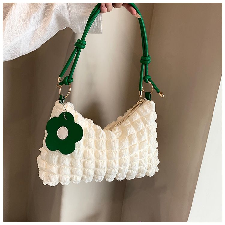 Bubble Flower Cylinder For Women 2024 New Korean And Japanese Style Girl Single Shoulder Handheld Lunch Bag Color Block_voghion.com