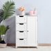 White Bathroom Storage Cabinet, Floor Cabinet with Adjustable Shelf and Drawers_voghion.com